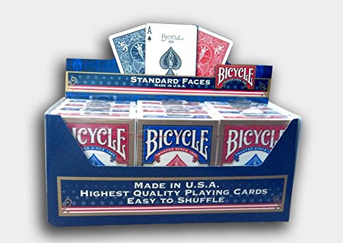 Paquete de 12 tarjetas de poker Bicycle estándar (6 Azul/6, color rojo)