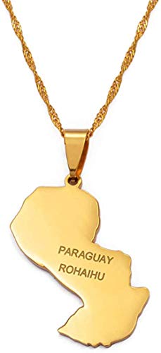 Paraguay Map Pendant Necklaces For Women/Men Gold Color Paraguay Rohaihu Maps Jewelry Paraguayans