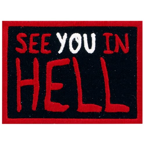 Parche para planchar o coser, color rojo y negro Punk Go to Satanás Demon Devil Evil Goth Biker Jacket Rock Heavy Metal Alt Grunge Emo regalo