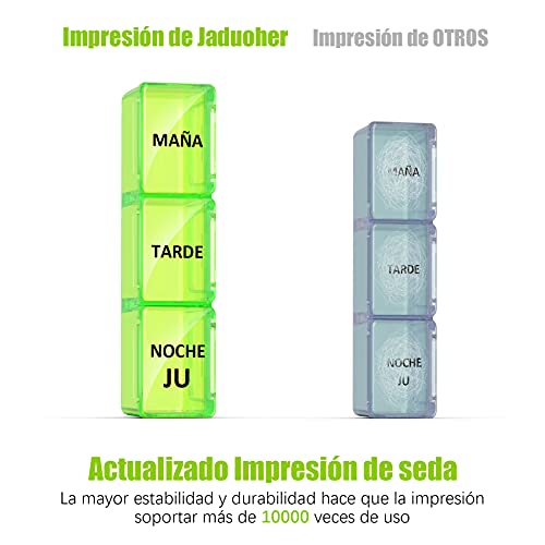 Pastillero Semanal 3 Tomas Español, Jaduoher Grande Organizador Medicamentos 7 Dias Diaria con 21 Compartimentos (Color)