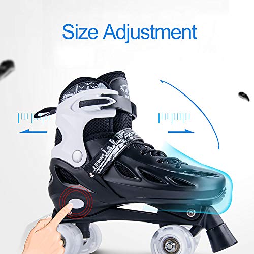 Patines De Cuatro Ruedas, Bota De Rodillos Led Ajustable para Adultos, Unisex para El Primer Paso para Saber Cómo Aprender A Patinar, Zapatillas De Deporte con Ruedas Zapatos,White-S(27-32)