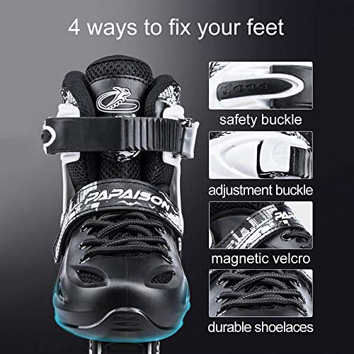 Patines De Cuatro Ruedas, Bota De Rodillos Led Ajustable para Adultos, Unisex para El Primer Paso para Saber Cómo Aprender A Patinar, Zapatillas De Deporte con Ruedas Zapatos,White-S(27-32)