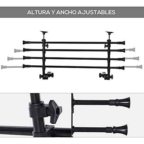 Pawhut Reja de Seguridad de Coche para Perro Ajustable en Ancho y Altura 85-140 x 30-50 cm Rejilla Separadora para Maletero de Coche Universal Metal Negro