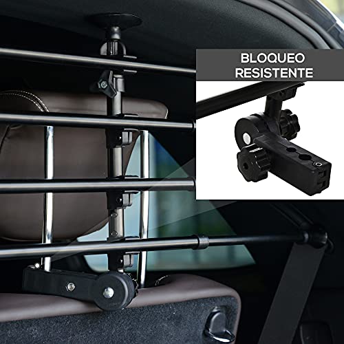 Pawhut Reja de Seguridad de Coche para Perro Ajustable en Ancho y Altura 85-140 x 30-50 cm Rejilla Separadora para Maletero de Coche Universal Metal Negro