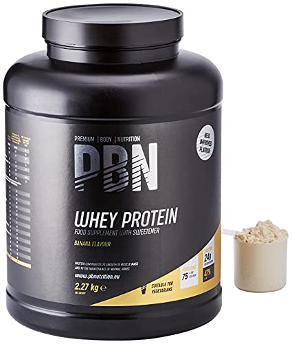 PBN Premium Body Nutrition - Proteína de suero de leche en polvo, 2.27 kg (Paquete de 1), sabor Plátano, sabor optimizado