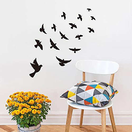 Pegatina de pared de pájaros voladores negros para habitaciones de niños, dormitorio, pegatinas de vinilo DIY para pared, calcomanía de arte mural, decoración del hogar de la habitación, A6 57x35cm