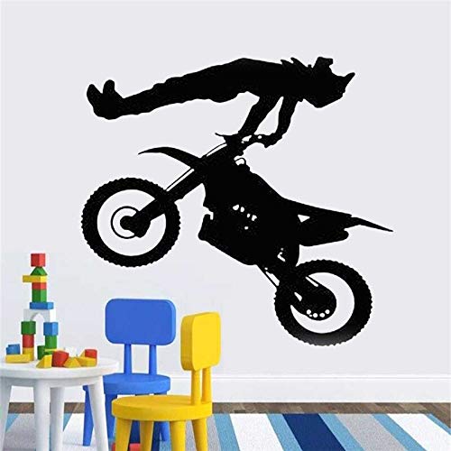 Pegatina de vinilo para pared, bicicleta, motocicleta, velocidad, decoración de dormitorio, flor, habitación, arte, calcomanía, Mural, pegatina de pared A5 42x46cm