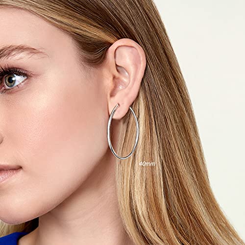 Pendientes Aro Plata ara Mujer- 3 Pares De Plata De Ley 925 Grandes Pendientes De Aro, Hipoalergénico Aros De Plata Pendientes De Moda Los Regalos para El Amigo