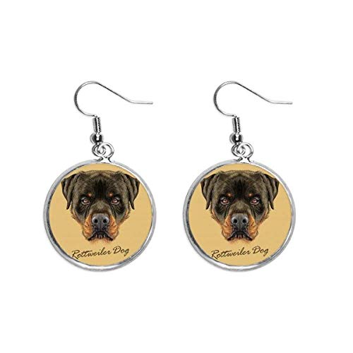 Pendientes colgantes de plata con diseño de perro Rottweiler negro Ferocious