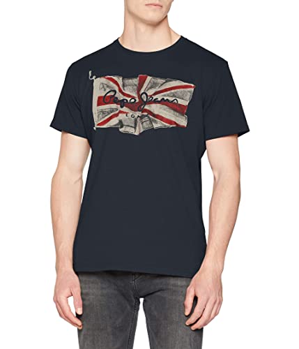 Pepe Jeans FLAG LOGO Camiseta para Hombre, Azul (Dulwich 594), Large