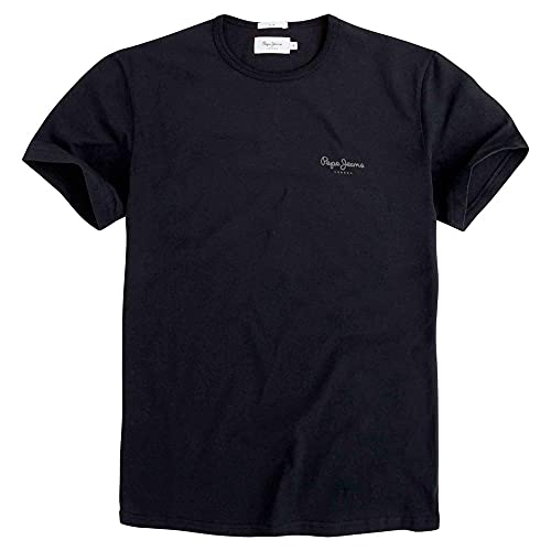 Pepe Jeans T-Shirt Original Basic S/S Camiseta, Negro (Black 999), Small para Hombre