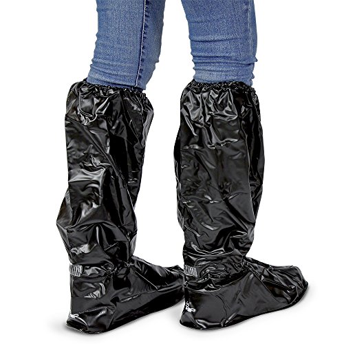 PERLETTI Cubrecalzado impermeable de PVC - resistente y reutilizable - con suela antideslizante - galochas para lluvia, nieve y fango - modelo alto - Negro (S (36-39), Negro)