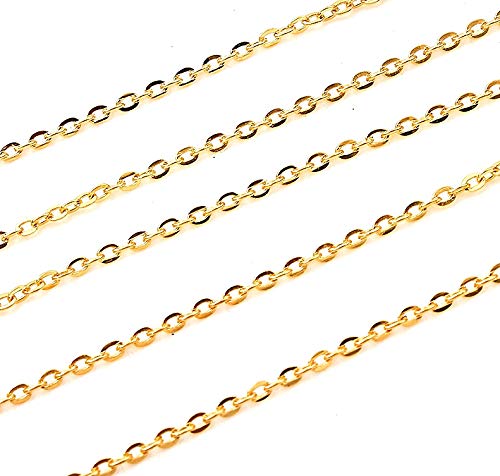 Perlin Cadena de eslabones de 3 metros, cadena de metal, ovalada, 3 x 2 mm, oro, por metros, para la fabricación de joyas, collares, pulseras, manualidades