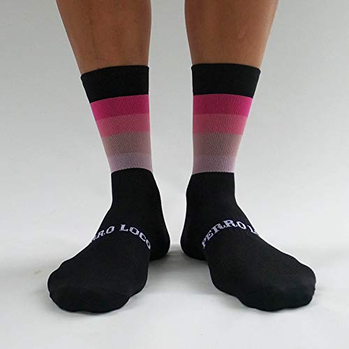 PERRO LOCO CLOTHES Calcetines de Ciclismo Edición Limitada. Hechos en España. Calcetines para Bici. (Widow Rosa, 37-39)