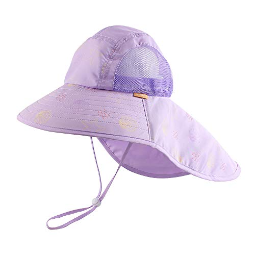 Pesaat - Sombrero para niños UPF50 + Sombrero Solar protección Gorra de Playa para niña de 3 a 12 años(Morado,7-12 años)