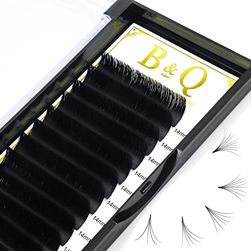 Pestañas Autoabancadas CC-0.05-14 Easy Fan Lashes Para Técnica De Volumen 0.05 Grosor Extensiones De Pestañas CC Curl Pestañas De Volumen Negro(14 mm, CC-0.05)