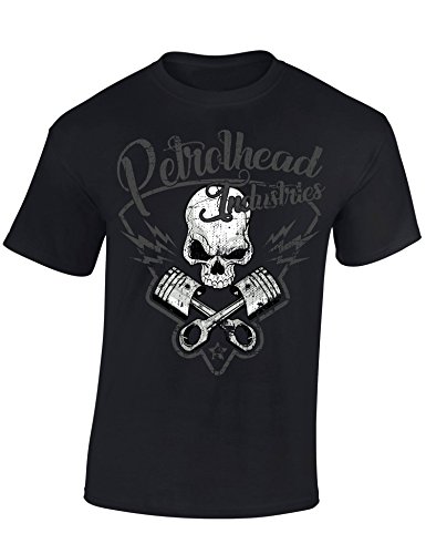 Petrolhead: Skull and Pistons - Camiseta Motor - Regalo Hombre - T-Shirt Racing - Camisetas Coches - Tuning - Moto - Coche - Car - Cafe Racer - Biker - Rally - JDM - Unisex (L)