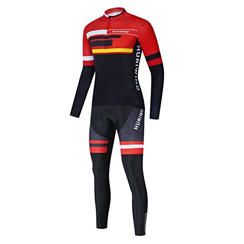 PGone Jerseys de Ciclismo para Hombres de Manga Larga Racing Pro - Bandera Alemana Color Costura Bicicleta Sportswear, Bicicleta de Carretera al Aire Libre Anti-UV MTB MTB Trajes de Ciclismo