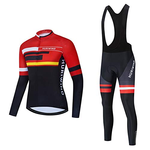 PGone Jerseys de Ciclismo para Hombres de Manga Larga Racing Pro - Bandera Alemana Color Costura Bicicleta Sportswear, Bicicleta de Carretera al Aire Libre Anti-UV MTB MTB Trajes de Ciclismo