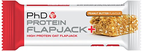 PhD Flapjack+ Barrita de Muesli de Avena Altas en Proteína, Bajas en Calorías con Delicioso Sabor Chocolate y Cacahuete, Multipack de Snacks (Caja de 12 x 64g)