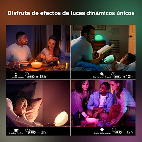 Philips Hue Go Lámpara de Mesa Inteligente LED, con Bluetooth, Luz Blanca y Color, Compatible con Alexa y Google Home