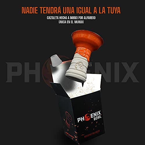 Phoenix Fury 2.0 - Cazoleta Cachimba Shisha Accesorio para Gestor de Calor shisha Tarro Ceramica Artesanal Con Goma para Cachimba o Junta Shisha Consumo optimo Tabaco cachimba - Tipo Phunnel