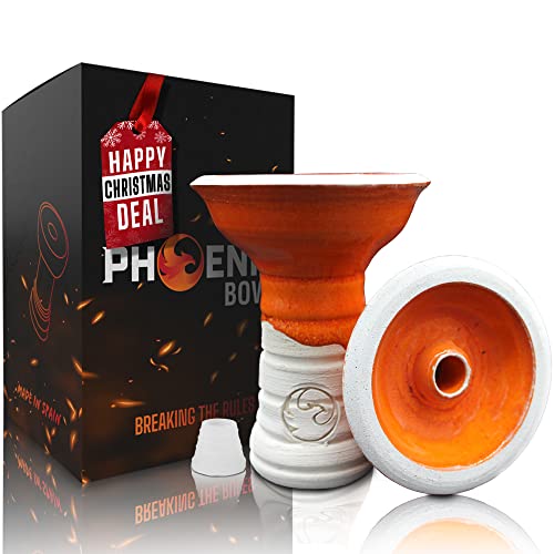 Phoenix Fury 2.0 - Cazoleta Cachimba Shisha Accesorio para Gestor de Calor shisha Tarro Ceramica Artesanal Con Goma para Cachimba o Junta Shisha Consumo optimo Tabaco cachimba - Tipo Phunnel