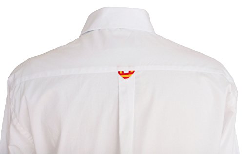 Pi2010 Camisa Bandera de España Hombre Blanco con Cuadro escoces, Fabricado en España Talla XXL