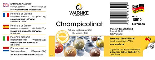 Picolinato de Cromo – 60mcg de cromo elemental – gran biodisponibilidad – Vegano – 100 cápsulas