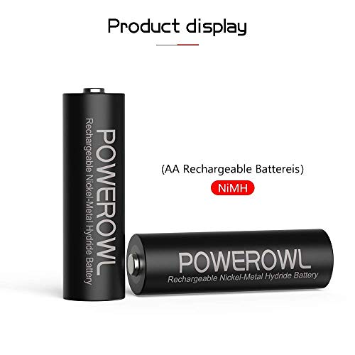 Pilas AA Recargable POWEROWL Alta Capacidad 2800mAh 1.2V Pilas Recargables AA NI-MH Baja Autodescarga para Equipos Domésticos(Precarga 8 Piezas, 1200 Ciclo)