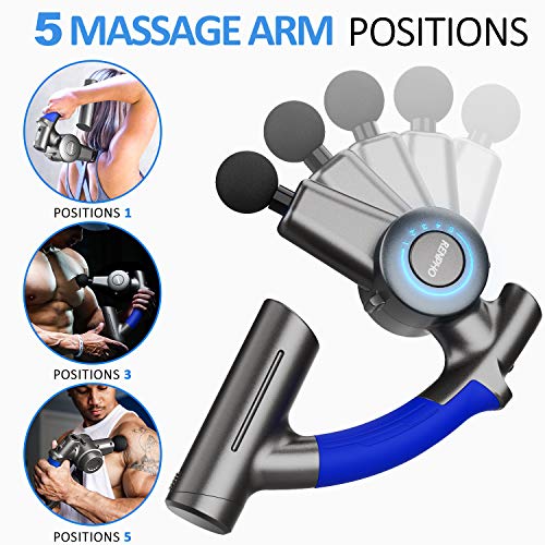 Pistola de Masaje Muscular, RENPHO Massage Gun Masajeador de Percusión Profundo con Brazo Ajustable y 6 Cabezales de Masaje Masajeador Portátil Ligero para el Alivio de la Tensión Muscular