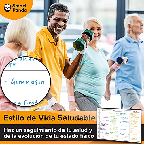 Pizarra Planificadora de Comidas y de Planes por SmartPanda - Calendario Magnético Grande Ideal para Planificar Estudios, Tareas o Dietas - Pizarra Blanca para la Nevera – Semanal, En Español