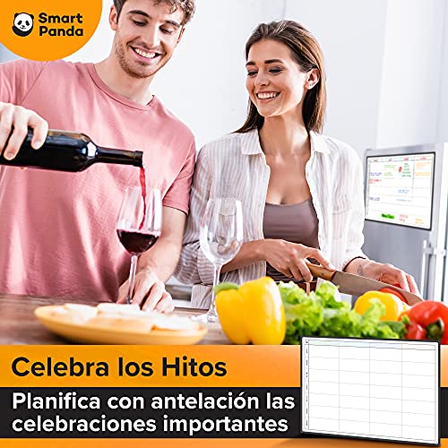 Pizarra Planificadora de Comidas y de Planes por SmartPanda - Calendario Magnético Grande Ideal para Planificar Estudios, Tareas o Dietas - Pizarra Blanca para la Nevera – Semanal, En Español