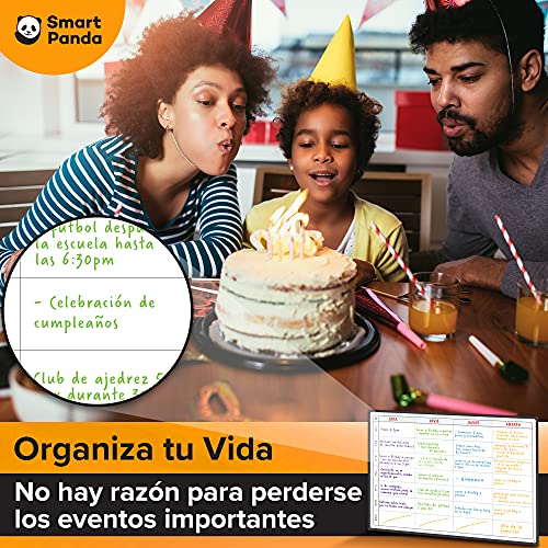 Pizarra Planificadora de Comidas y de Planes por SmartPanda - Calendario Magnético Grande Ideal para Planificar Estudios, Tareas o Dietas - Pizarra Blanca para la Nevera – Semanal, En Español