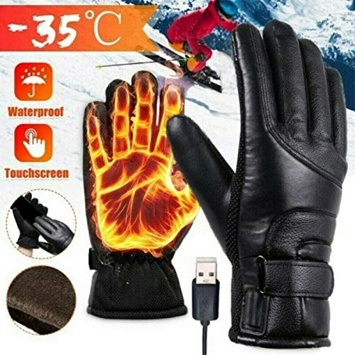 PJPPJH USB Heated Gloves Winter Electric Warming Gloves for Men and Women, Thermal Heated Gloves for Cycling Hand Warmers for Fishing, Riding, Cycling,Black