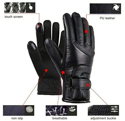 PJPPJH USB Heated Gloves Winter Electric Warming Gloves for Men and Women, Thermal Heated Gloves for Cycling Hand Warmers for Fishing, Riding, Cycling,Black