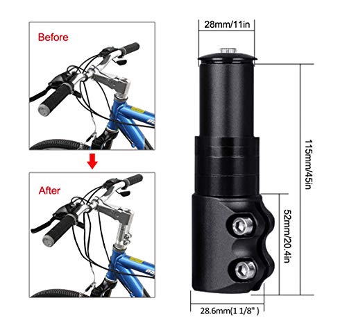 PLATT Vástago Elevador de Manillar para Bicicleta MTB,alargadores de vástago de Bici,Adaptador de Manillar de Aluminio 1-1/8" 28.6mm