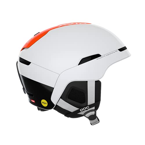 POC Obex BC MIPS Casco de esquí, Adultos Unisex, Hydrogen White/Fluorescent Orange AVIP, M-L (54-59cm)