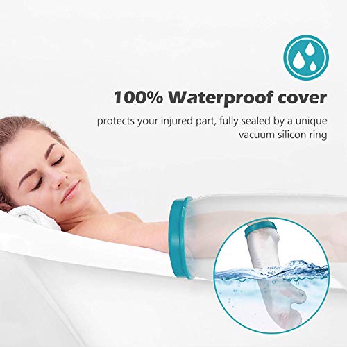 Polaland Protector de Escayola Venda Impermeable para Ducha, Funda Protectora Hermética de Yeso Vendaje, Protección en Baño para Recuperación Lesión Fractura Quemadura Tatuaje -Brazo/Adulto/Corto