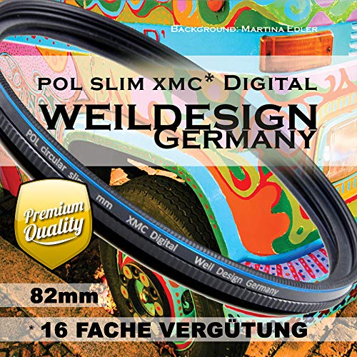 Polfilter POL 82 mm Circular Slim XMC Digital Weil Design Germany * Colores más fuertes * Rosca frontal * 16 capas XMC revestidos * Incluye caja de filtro (filtro POL 82 mm)