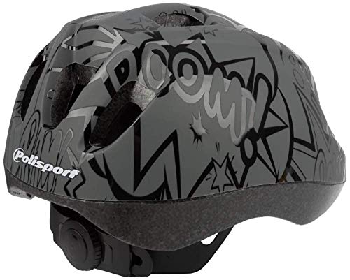 Polisport - Casco Infantil B.D. Globos, Color Gris y Negro, 46 – 53 cm