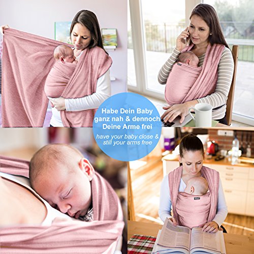 Portabebés rosa - para recién nacidos y bebés hasta 15 kg - hecho de algodón suave