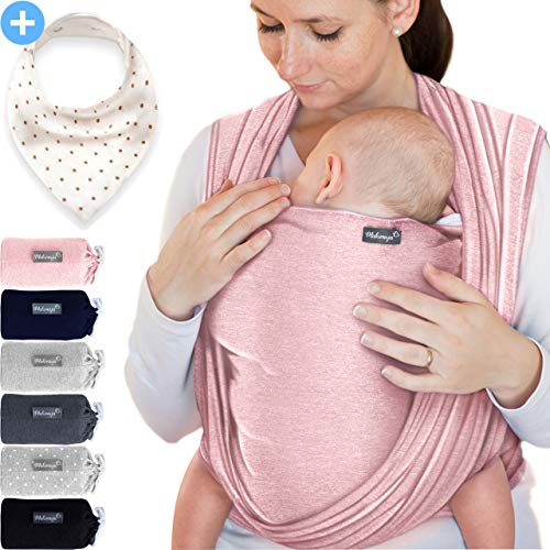 Portabebés rosa - para recién nacidos y bebés hasta 15 kg - hecho de algodón suave