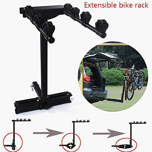 Portabicicletas Porton Trasero Universal 4 Bicis Acoplador Cuadrado Portabicis para coche Bicicletas Plegable Porta-Bicis auto baca para bicicletas Bike Acero Soporte trasero Marco de acoplamiento