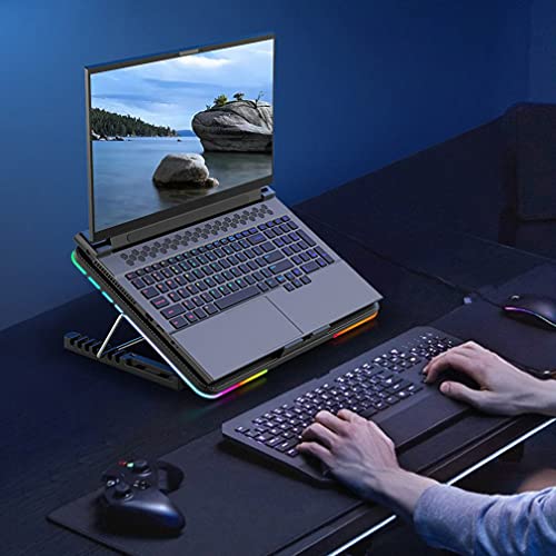 Portátil RGB Gaming Laptop Silent Fan Cooler Soporte de enfriamiento de Seis Ventiladores Dos Puertos USB Notebook Cool Stand Negro Azul 360 * 255 * 27Mm