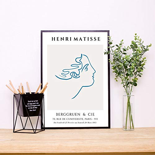 Póster de exposición de impresión de arte abstracto de Matisse, dibujo lineal minimalista de cara, imagen artística de pared de Matisse, decoración del hogar, lienzo sin marco I 60x80cm