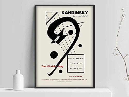 Póster de Wassily Kandinsky, póster de exposición de arte, boceto de arte en blanco y negro de Kandinsky, lienzo sin marco familiar P 50x70cm