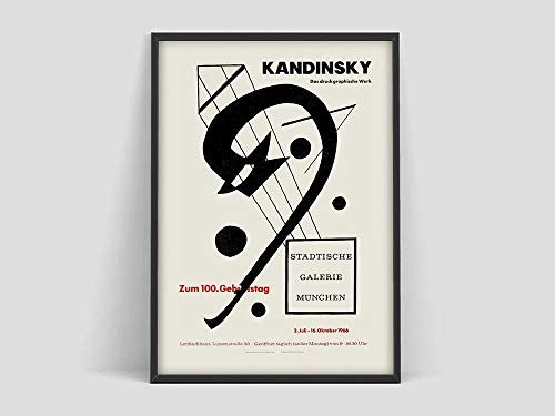 Póster de Wassily Kandinsky, póster de exposición de arte, boceto de arte en blanco y negro de Kandinsky, lienzo sin marco familiar P 50x70cm
