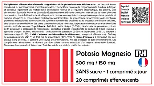 POTASIO MAGNESIO PH 500 mg/150 mg para disminuir el cansancio y mejorar el rendimiento físico