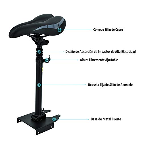 Poweka Silla Plegable de Altura Ajustable Compatible con Xiao-mi M365 Scooter Eléctrico, Cojín Silla Asiento para Patín Eléctrico